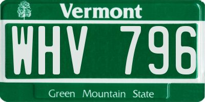 VT license plate WHV796