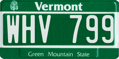 VT license plate WHV799