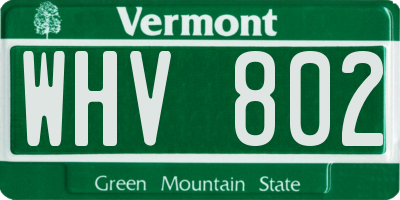 VT license plate WHV802