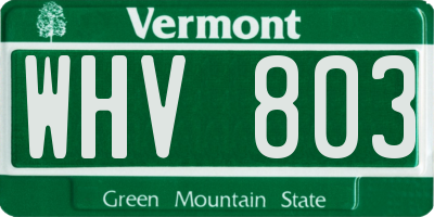 VT license plate WHV803