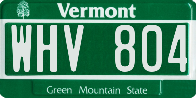 VT license plate WHV804