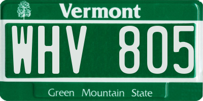VT license plate WHV805