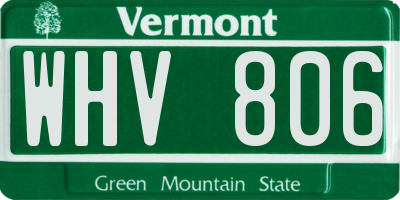 VT license plate WHV806