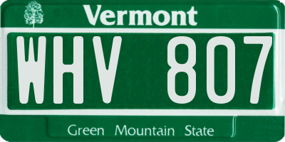 VT license plate WHV807