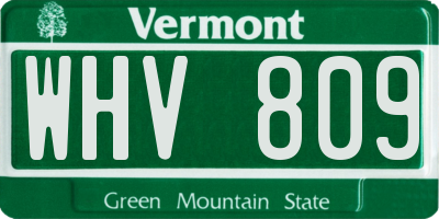 VT license plate WHV809