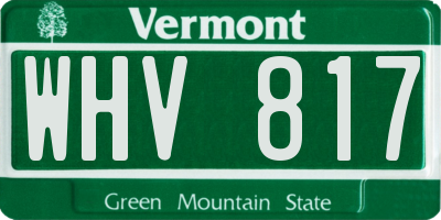 VT license plate WHV817