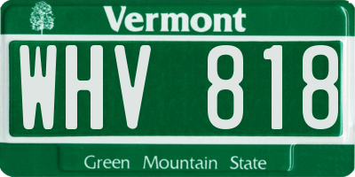 VT license plate WHV818