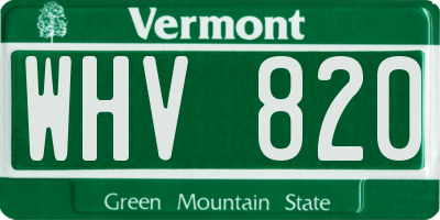 VT license plate WHV820