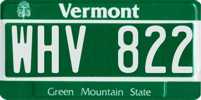 VT license plate WHV822