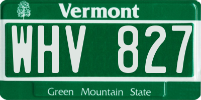 VT license plate WHV827