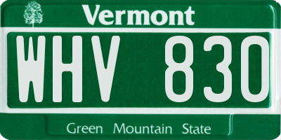 VT license plate WHV830