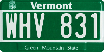 VT license plate WHV831