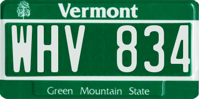VT license plate WHV834
