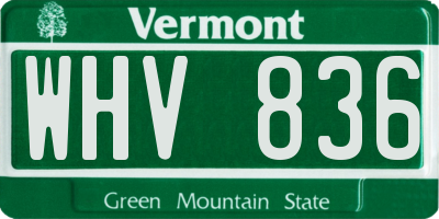 VT license plate WHV836