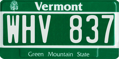 VT license plate WHV837