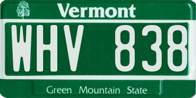 VT license plate WHV838