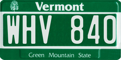 VT license plate WHV840