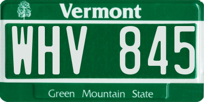 VT license plate WHV845