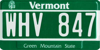 VT license plate WHV847