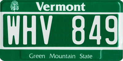 VT license plate WHV849