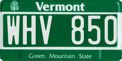 VT license plate WHV850