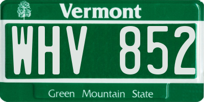VT license plate WHV852
