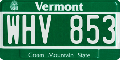 VT license plate WHV853