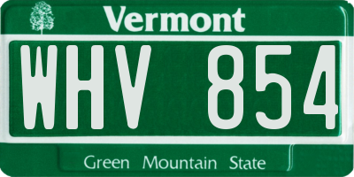 VT license plate WHV854