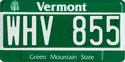 VT license plate WHV855