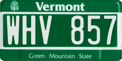 VT license plate WHV857