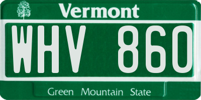 VT license plate WHV860