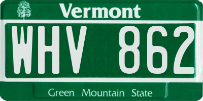 VT license plate WHV862