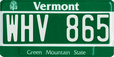 VT license plate WHV865