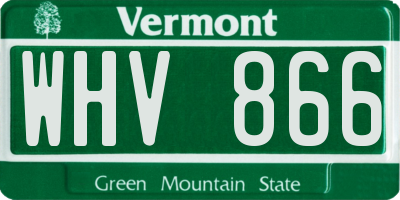 VT license plate WHV866