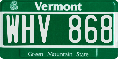 VT license plate WHV868