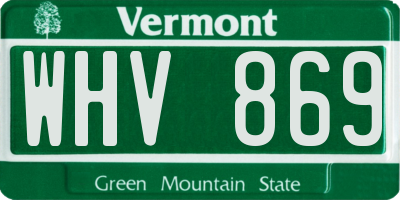 VT license plate WHV869