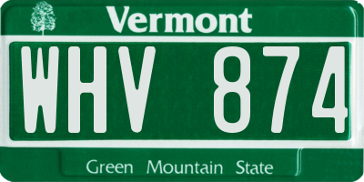 VT license plate WHV874
