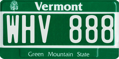 VT license plate WHV888