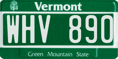 VT license plate WHV890