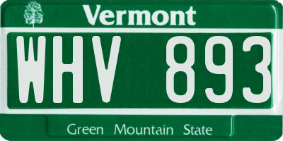 VT license plate WHV893