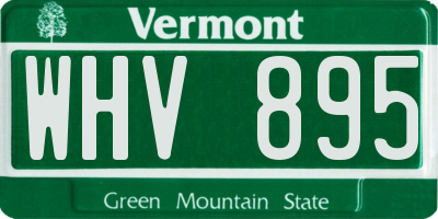 VT license plate WHV895