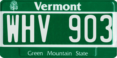 VT license plate WHV903