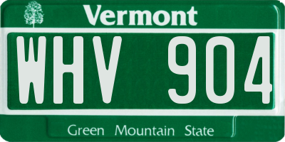 VT license plate WHV904
