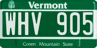 VT license plate WHV905