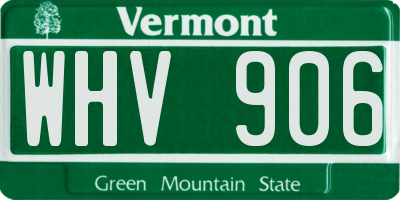 VT license plate WHV906