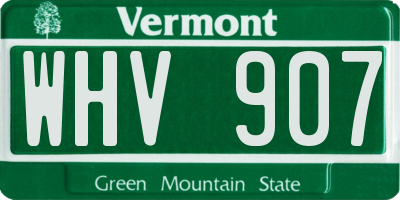 VT license plate WHV907