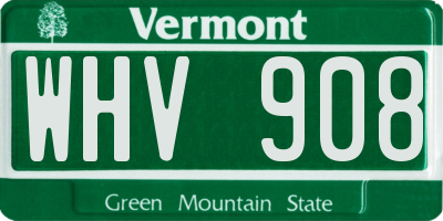 VT license plate WHV908