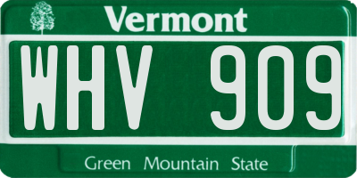 VT license plate WHV909
