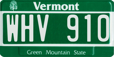 VT license plate WHV910