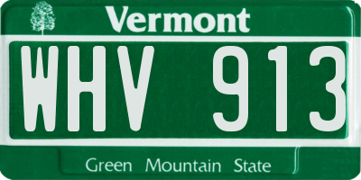 VT license plate WHV913